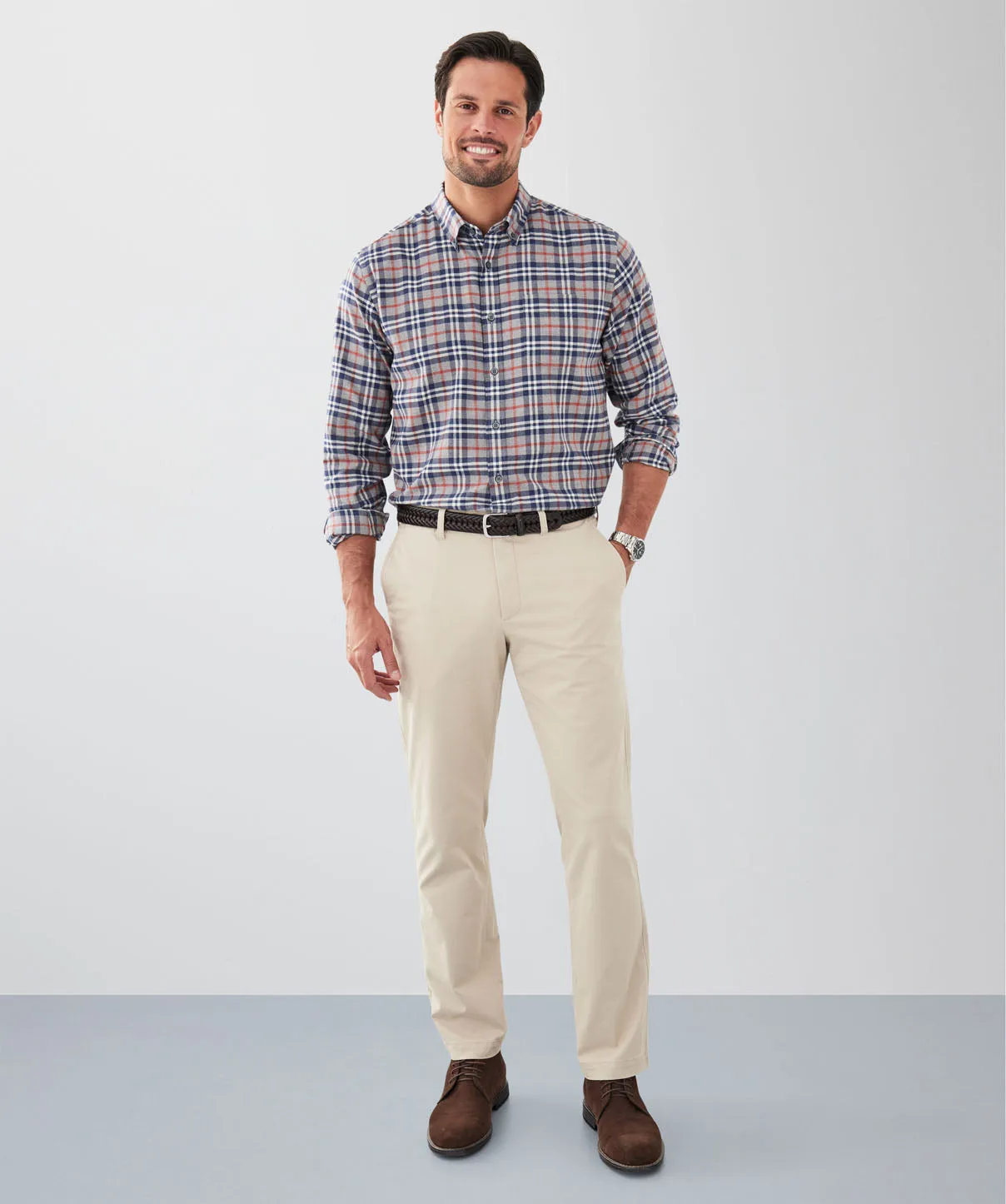 Brushed Herringbone Check Long Sleeve Shirt - Grey sold by GAZMAN product image thumbnail 4