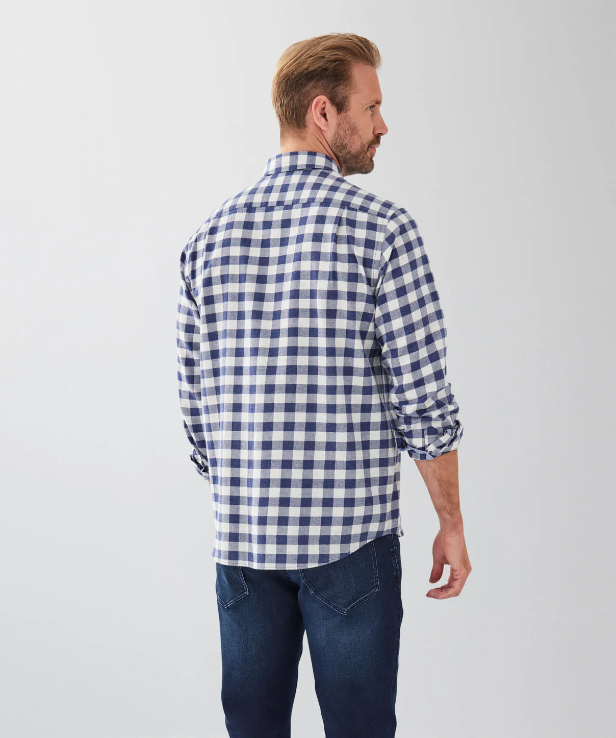 Brushed Box Check Long Sleeve Shirt - Denim sold by GAZMAN product image thumbnail 2