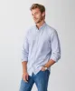 Tailored Casual Oxford Stripe Long Sleeve Shirt - Blue sold by GAZMAN
