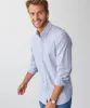 Tailored Casual Oxford Stripe Long Sleeve Shirt - Blue sold by GAZMAN