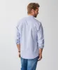 Tailored Casual Oxford Stripe Long Sleeve Shirt - Blue sold by GAZMAN