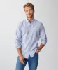 Tailored Casual Oxford Stripe Long Sleeve Shirt - Blue sold by GAZMAN
