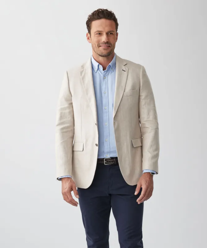 Linen Blend Plain Weave Sports Jacket - Sand sold by GAZMAN