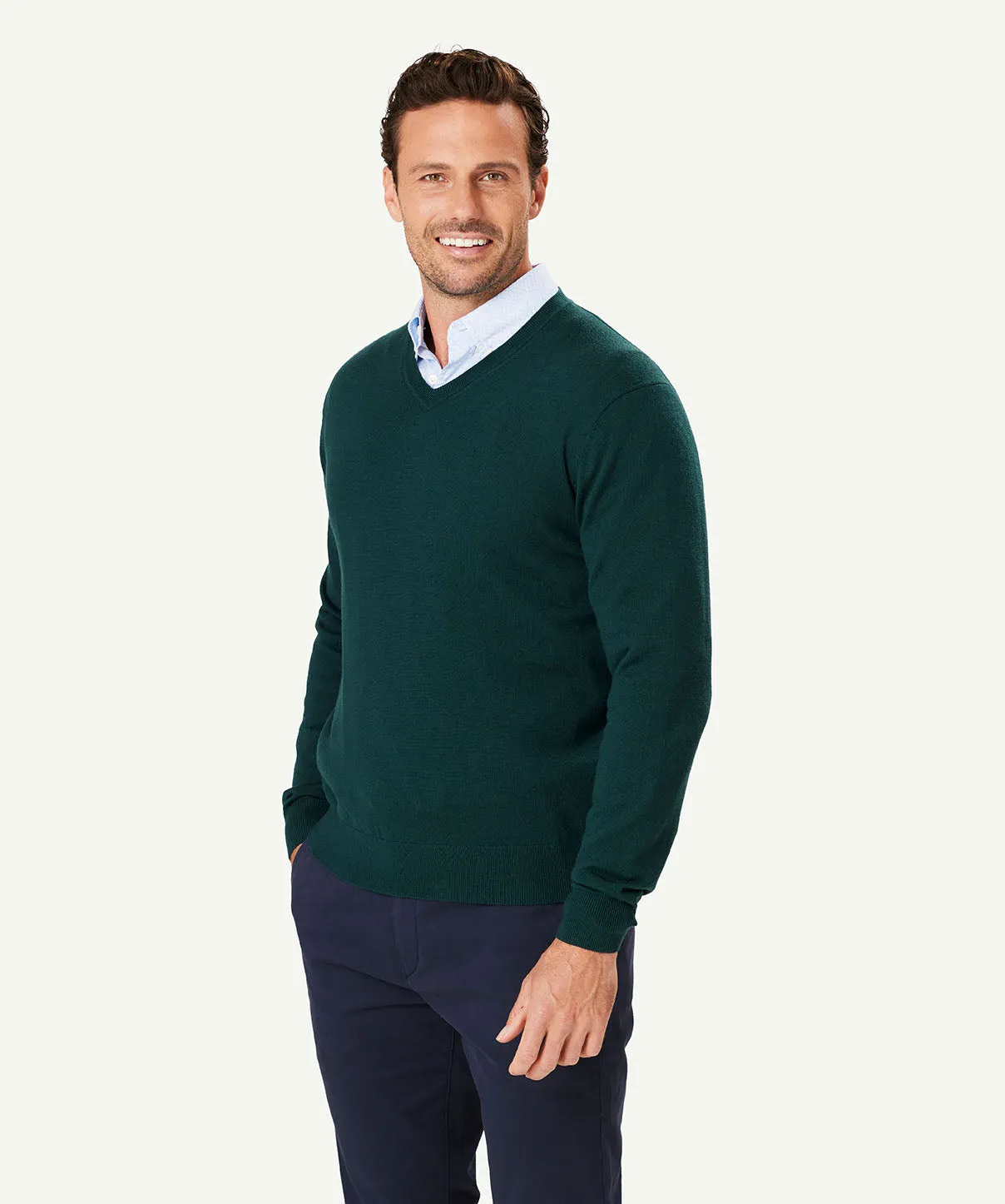 Merino V Neck Knit - Forest sold by GAZMAN product image thumbnail 5