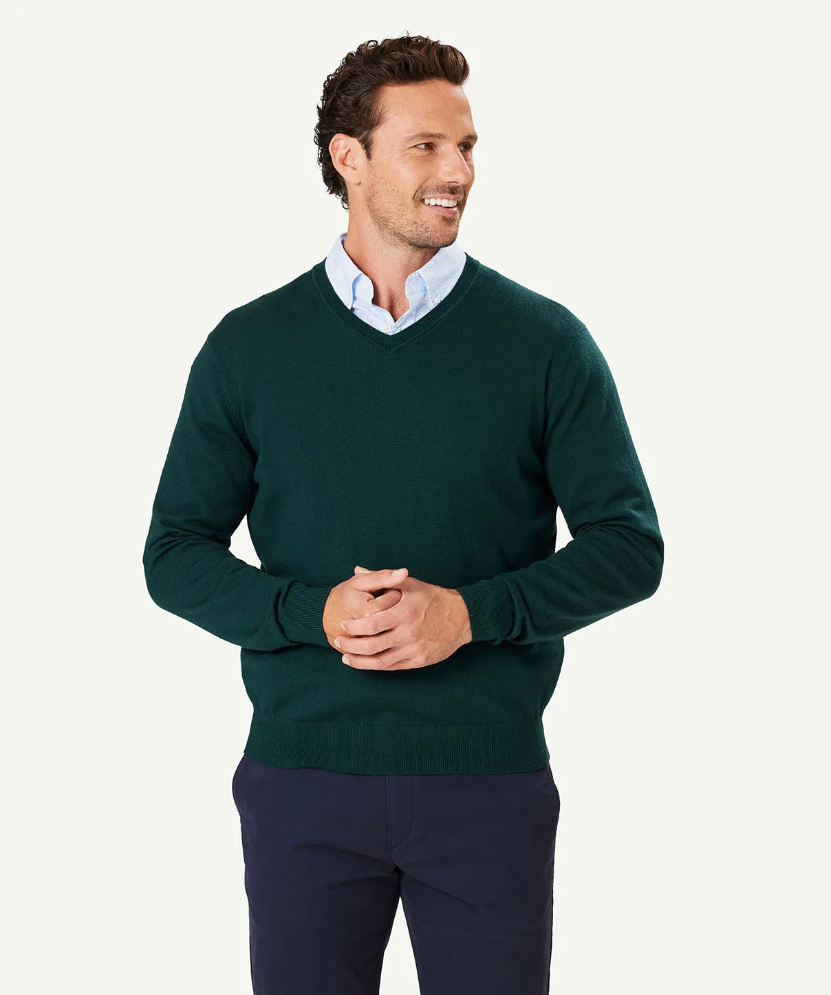 Merino V Neck Knit - Forest sold by GAZMAN