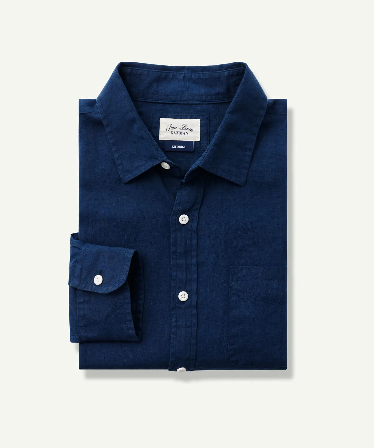 Pure French Linen Long Sleeve Shirt - Navy sold by GAZMAN product image thumbnail 2