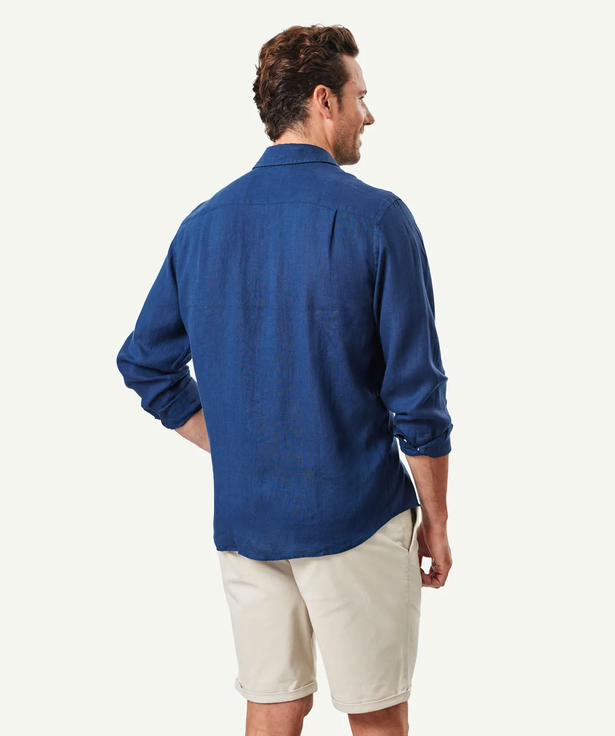 Pure French Linen Long Sleeve Shirt - Navy sold by GAZMAN product image thumbnail 3