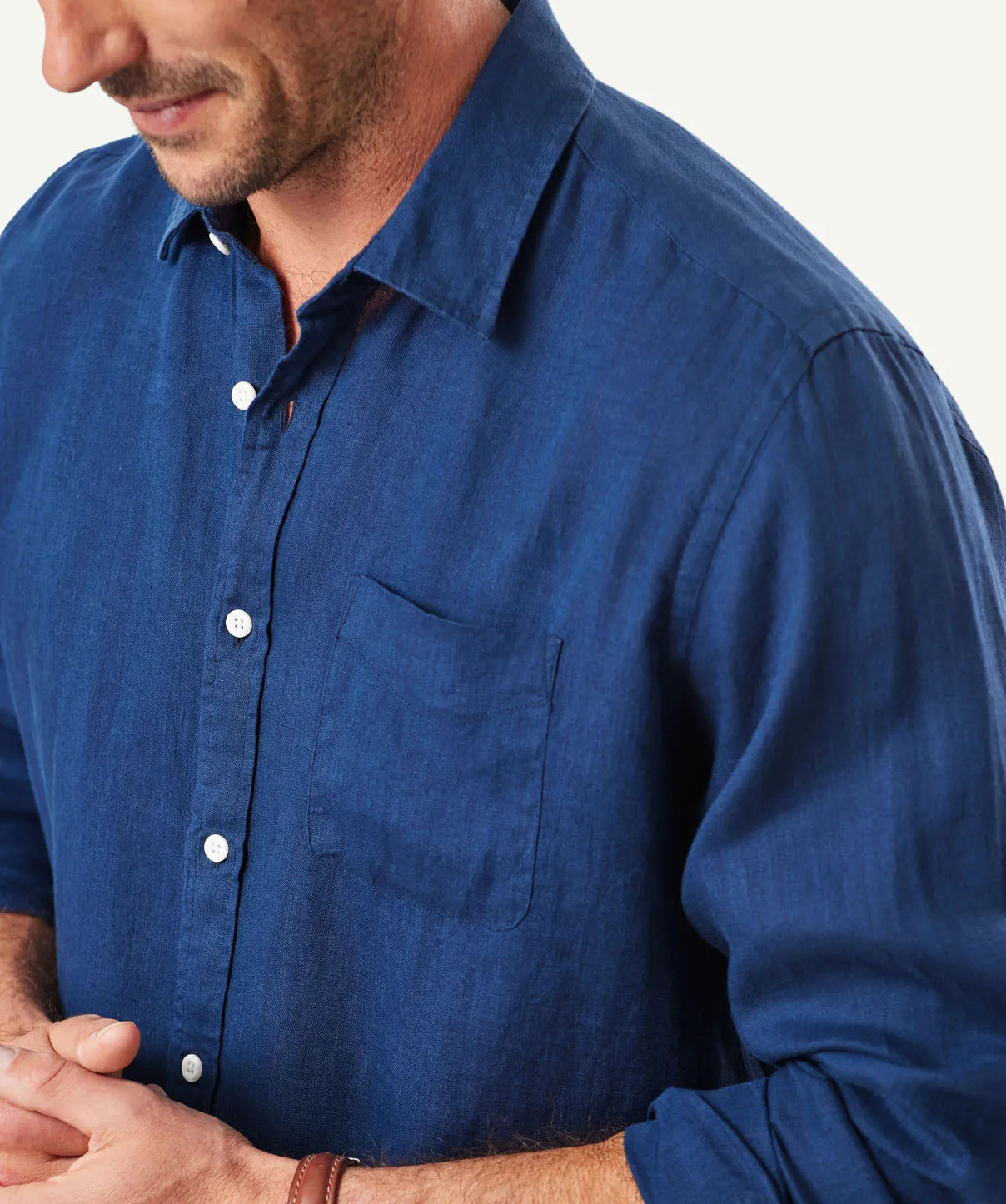 Pure French Linen Long Sleeve Shirt - Navy sold by GAZMAN product image thumbnail 4