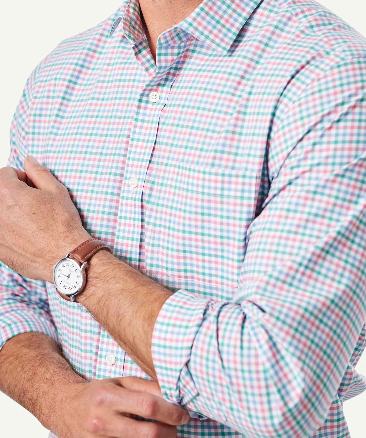 Easy Care Multi Check Long Sleeve Shirt - Pink sold by GAZMAN product image thumbnail 4