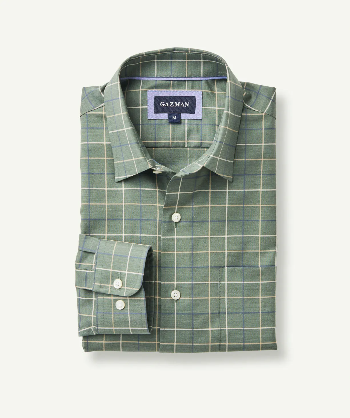 Easy Care Twill Check Long Sleeve Shirt - Olive sold by GAZMAN product image thumbnail 2