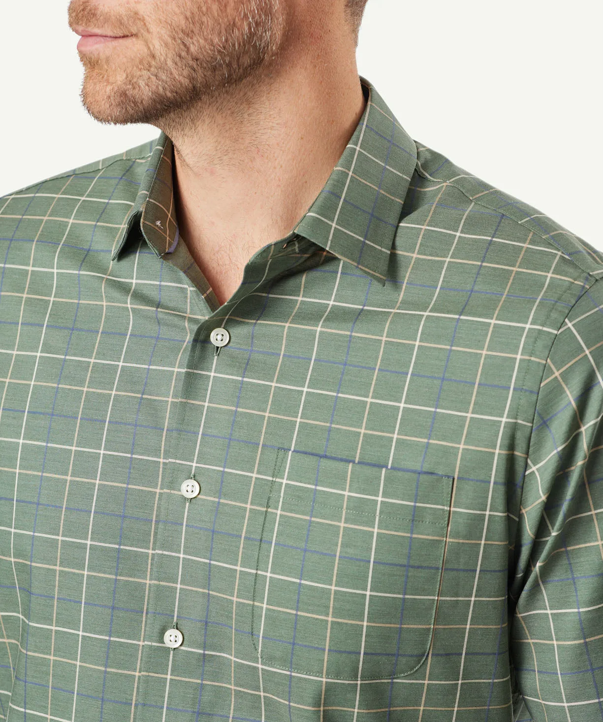 Easy Care Twill Check Long Sleeve Shirt - Olive sold by GAZMAN product image thumbnail 4