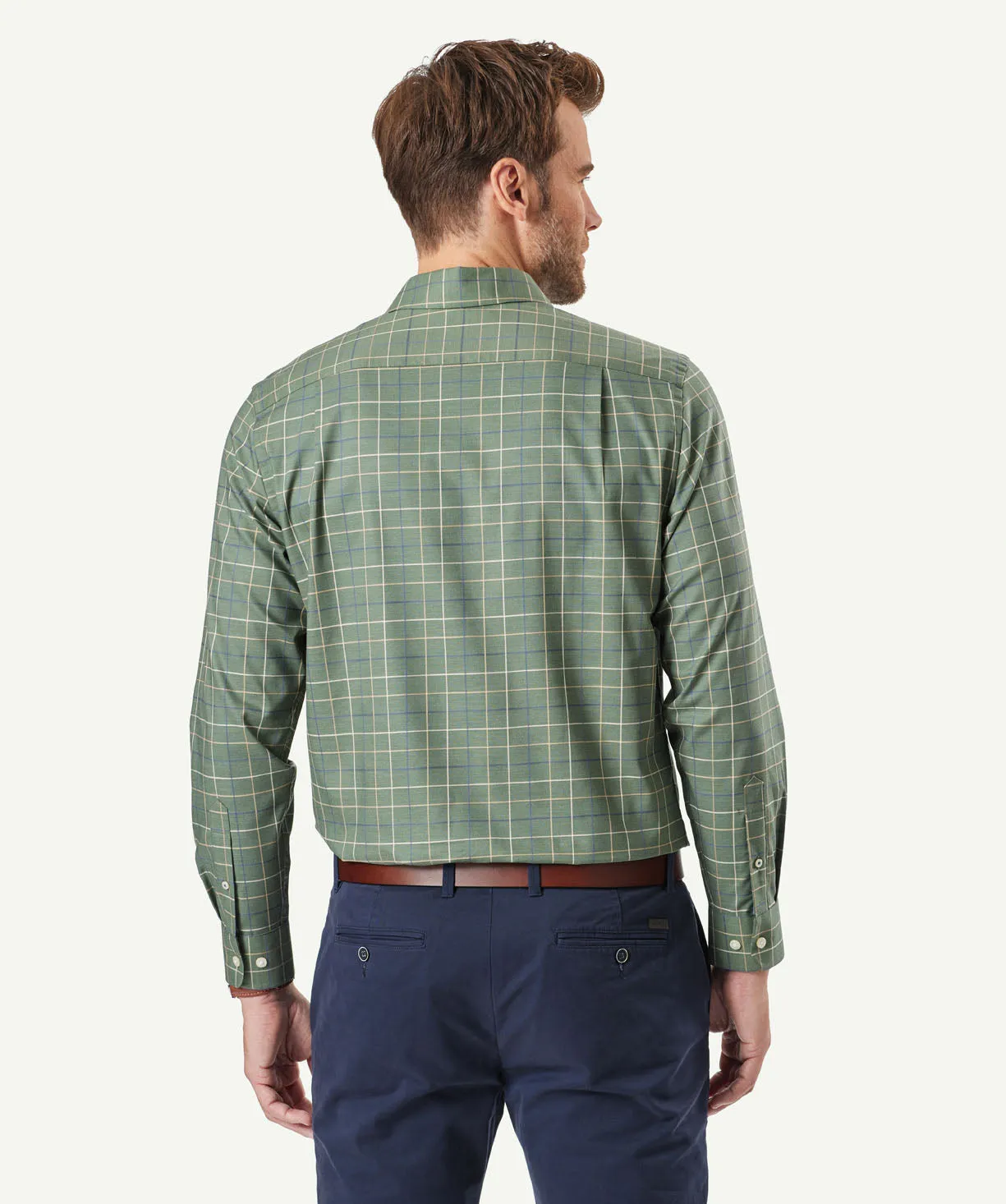 Easy Care Twill Check Long Sleeve Shirt - Olive sold by GAZMAN product image thumbnail 3