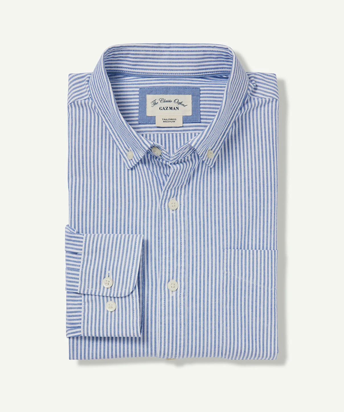 Tailored Oxford Stripe Long Sleeve Shirt - Blue sold by GAZMAN product image thumbnail 2