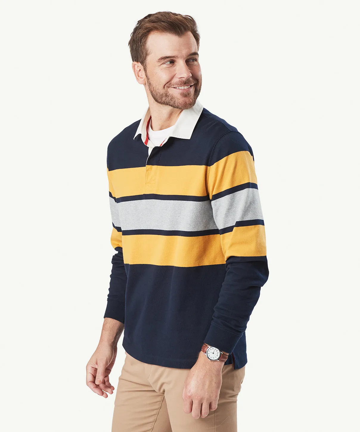 Statement Stripe Rugby Jumper - Navy sold by GAZMAN product image thumbnail 5