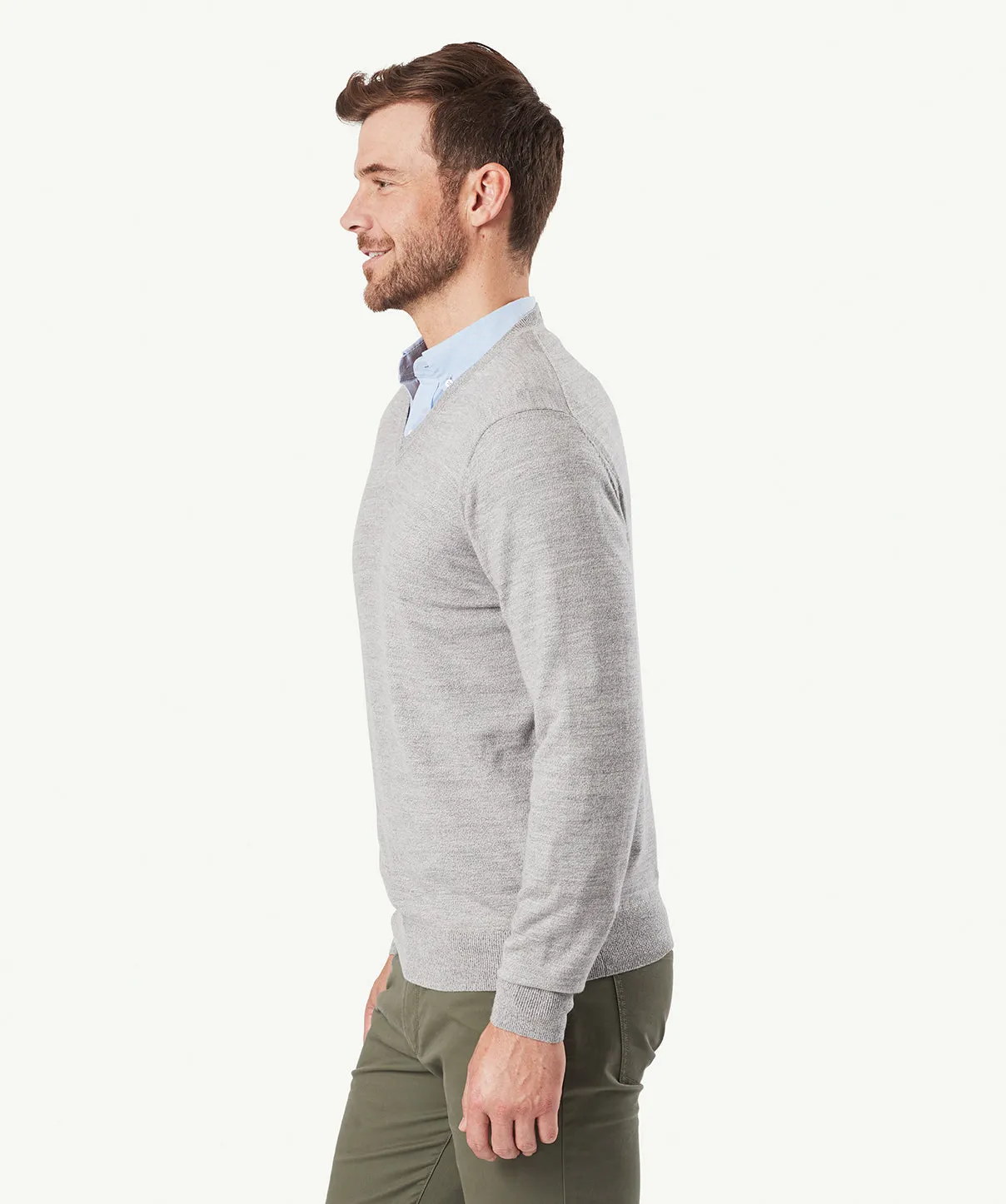 Merino V Neck Knit - Grey Marle sold by GAZMAN product image thumbnail 5