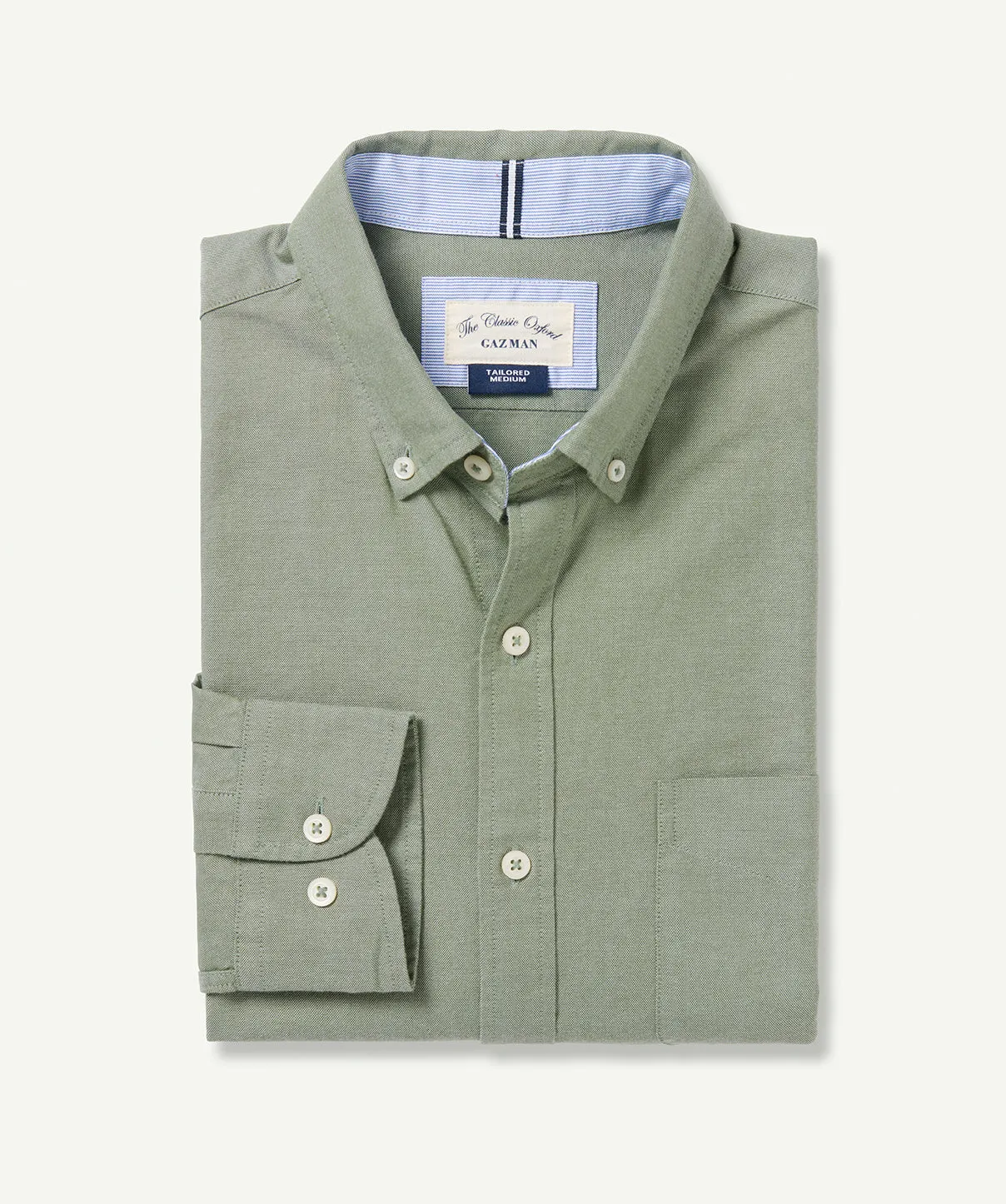 Tailored Casual Oxford Long Sleeve Shirt - Light Olive sold by GAZMAN product image thumbnail 2
