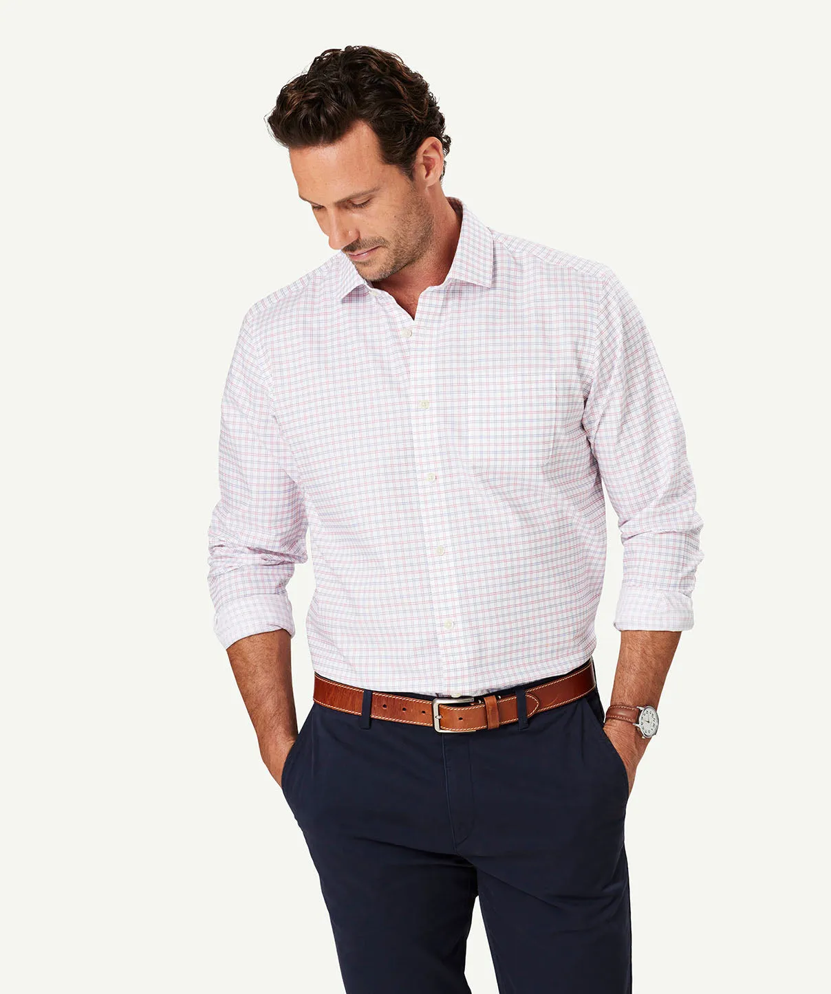 Non Iron Twill Check Long Sleeve Shirt - Red sold by GAZMAN