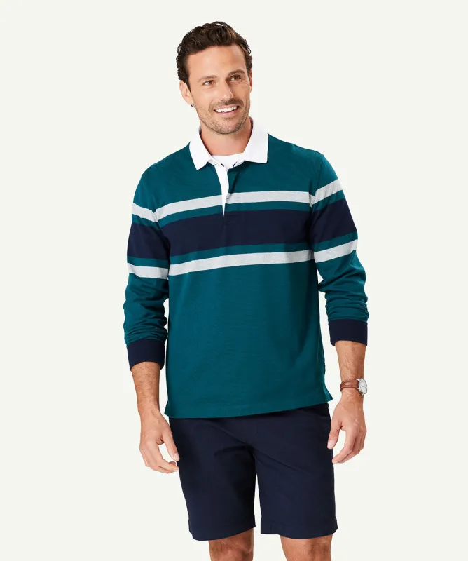 Chest Stripe Rugby Jumper - Forest sold by GAZMAN