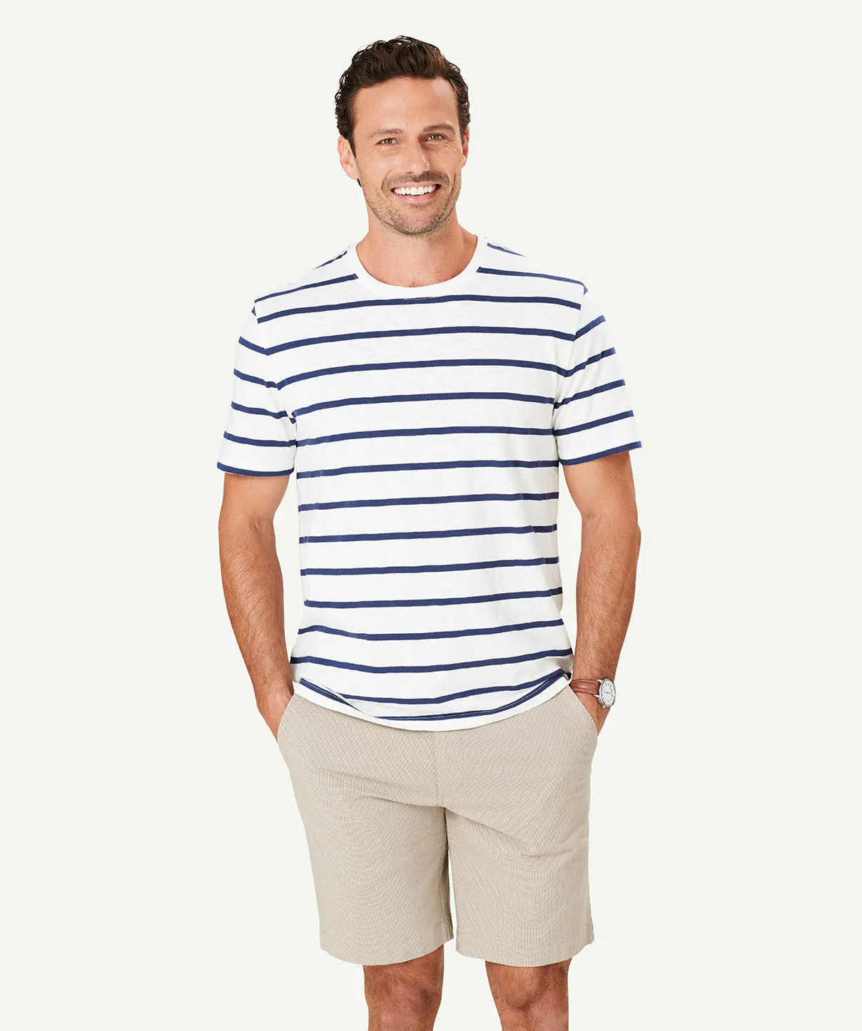 Stripe Crew T-shirt - White sold by GAZMAN