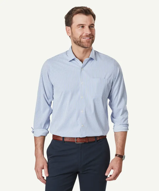 Performance Stretch Stripe Long Sleeve Shirt - Navy sold by GAZMAN