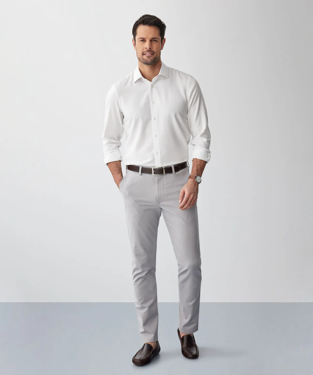 Non-Iron Dobby Long Sleeve Shirt - White sold by GAZMAN product image thumbnail 4