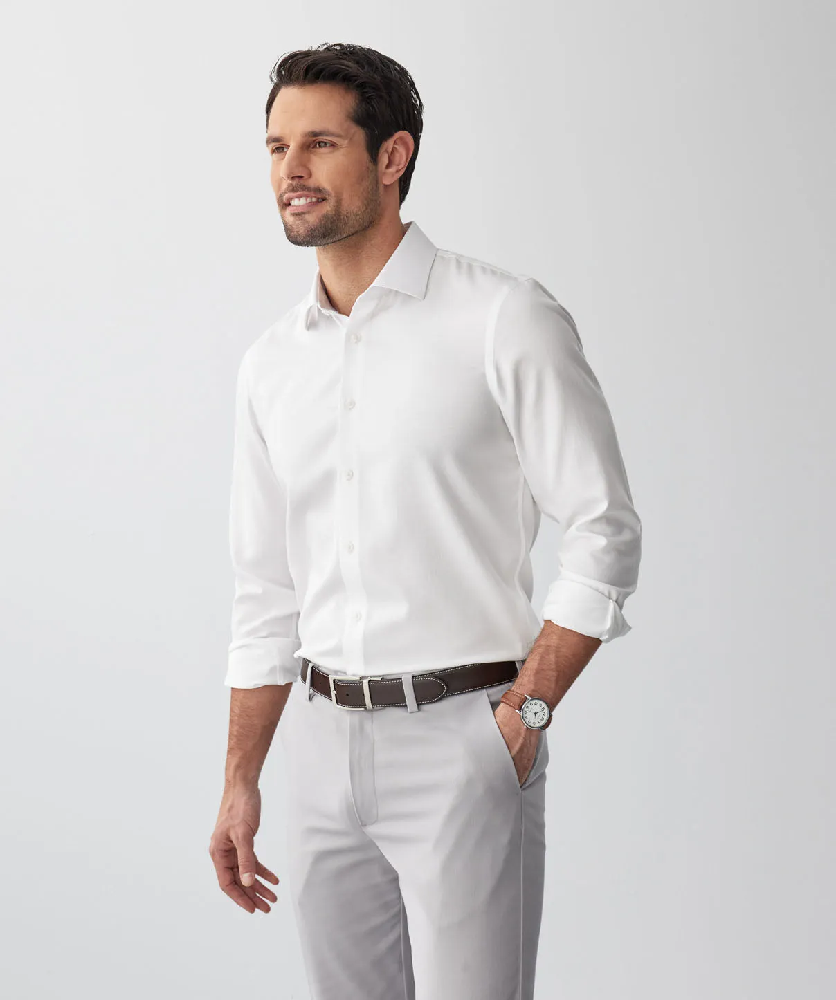 Non-Iron Dobby Long Sleeve Shirt - White sold by GAZMAN product image thumbnail 5
