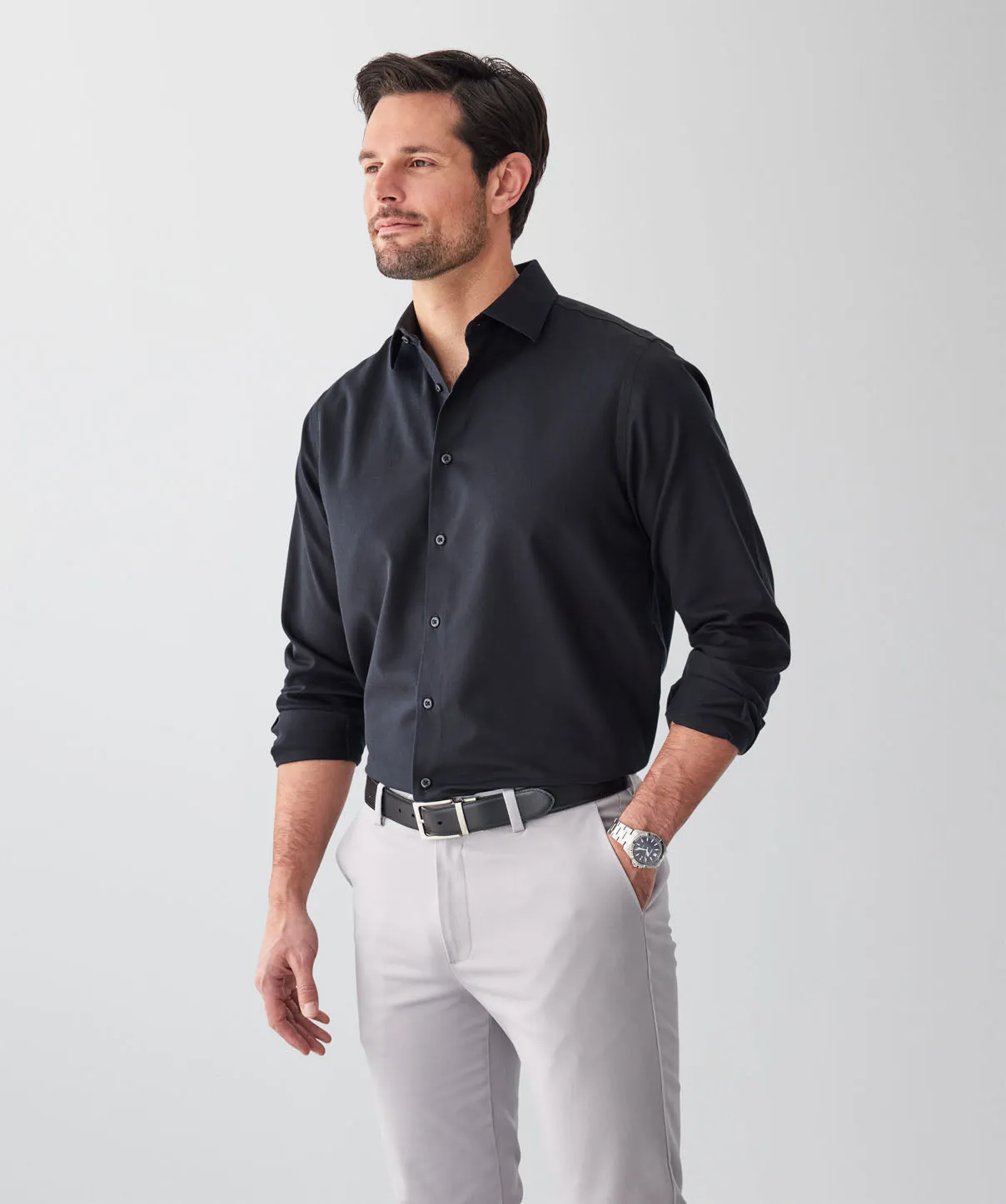 Non-Iron Dobby Long Sleeve Shirt - Black sold by GAZMAN product image thumbnail 5