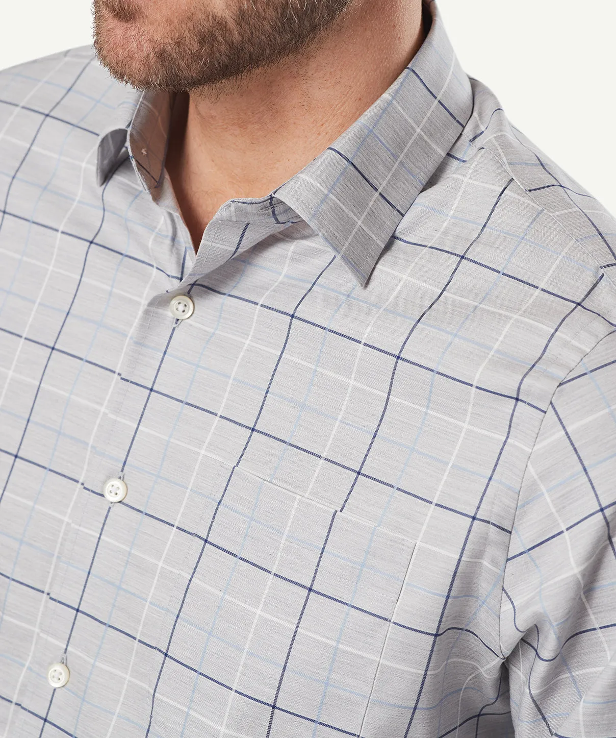 Easy Care Twill Check Long Sleeve Shirt - Grey Melange sold by GAZMAN product image thumbnail 3