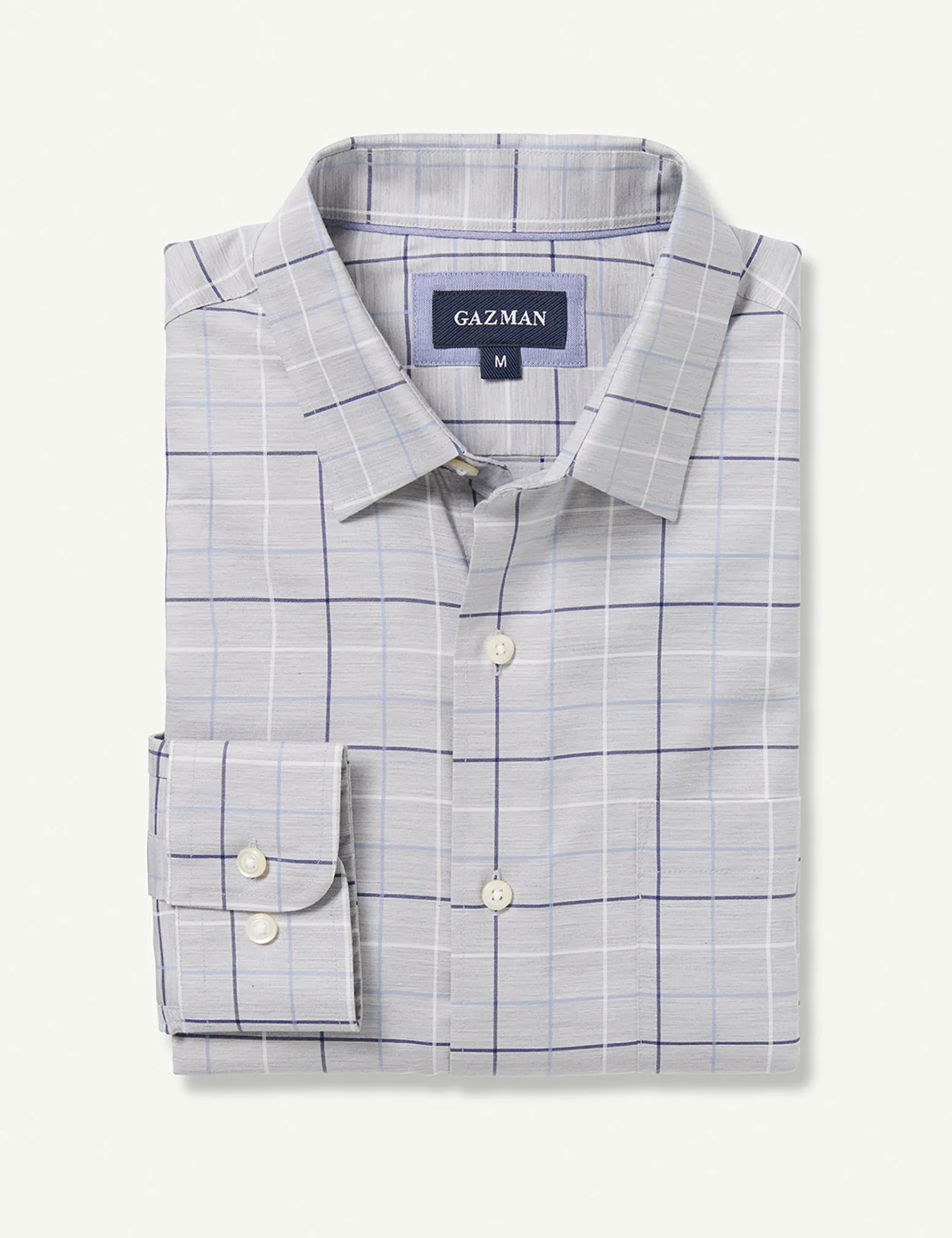 Easy Care Twill Check Long Sleeve Shirt - Grey Melange sold by GAZMAN product image thumbnail 4