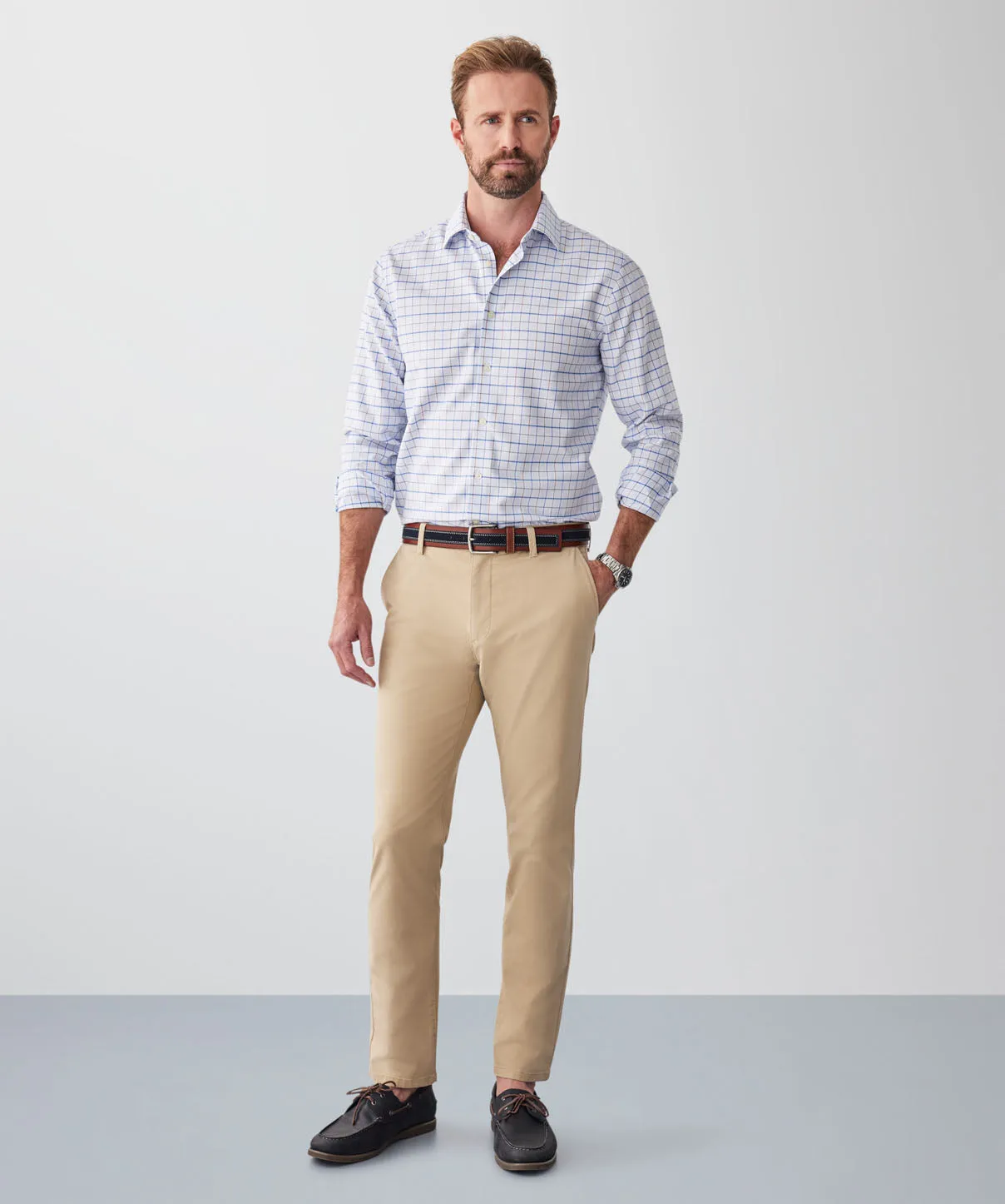 Tailored Fit Non-Iron Dobby Check Long Sleeve Shirt - Sky Blue sold by GAZMAN product image thumbnail 4