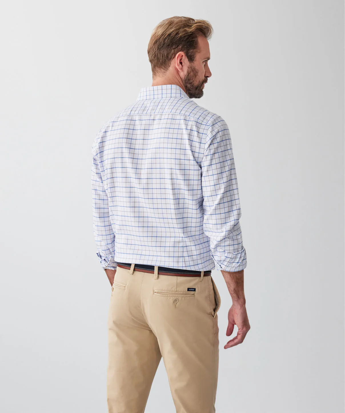 Tailored Fit Non-Iron Dobby Check Long Sleeve Shirt - Sky Blue sold by GAZMAN product image thumbnail 2