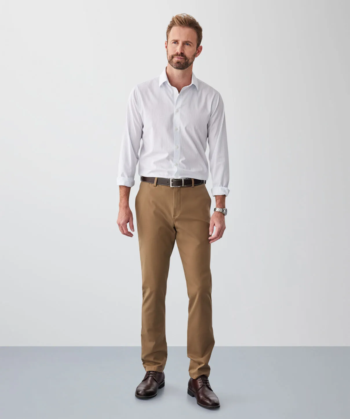 Tailored Fit Non-Iron Poplin Grid Check Long Sleeve Shirt - White sold by GAZMAN product image thumbnail 4