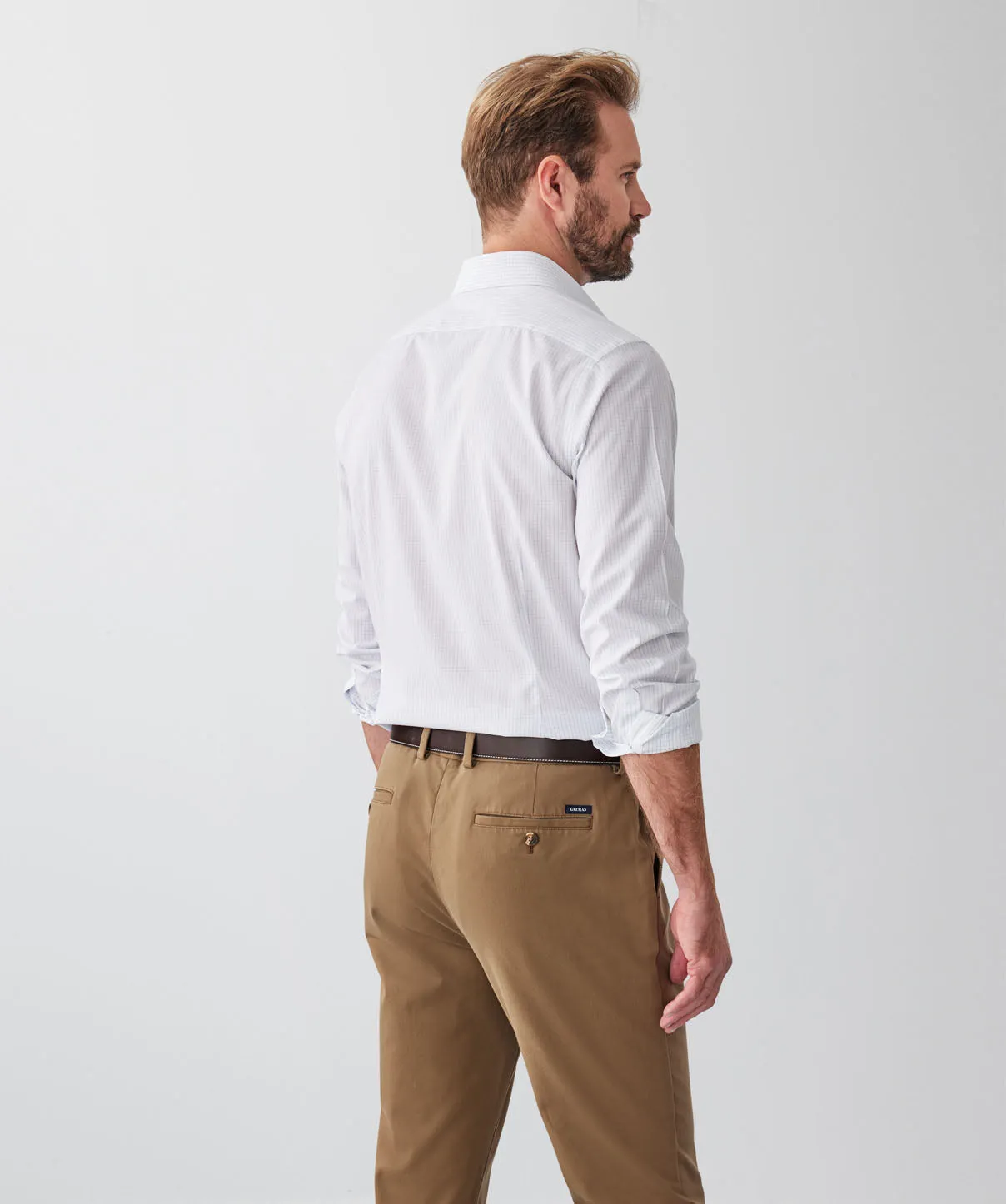 Tailored Fit Non-Iron Poplin Grid Check Long Sleeve Shirt - White sold by GAZMAN product image thumbnail 2