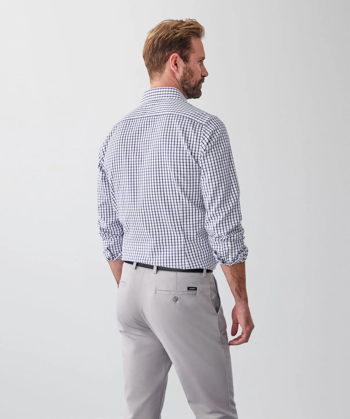 Tailored Fit Non-Iron Twill Check Long Sleeve Shirt - White sold by GAZMAN product image thumbnail 2