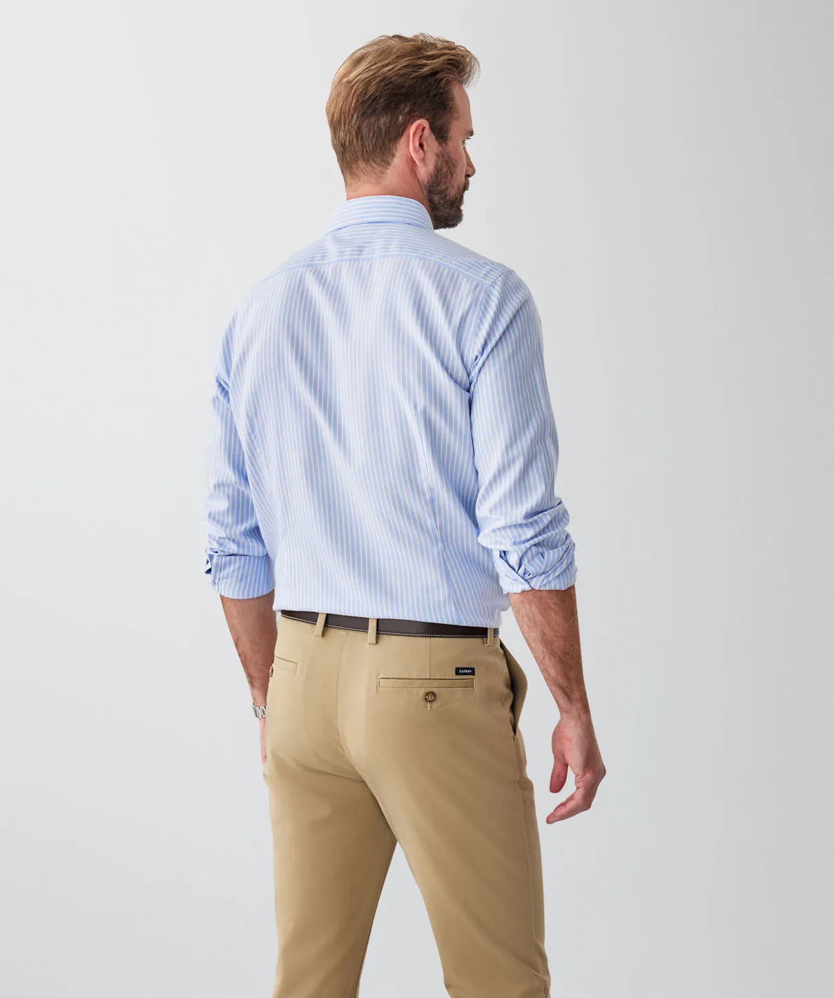 Tailored Fit Non-Iron Dobby Stripe Long Sleeve Shirt - Blue sold by GAZMAN product image thumbnail 2