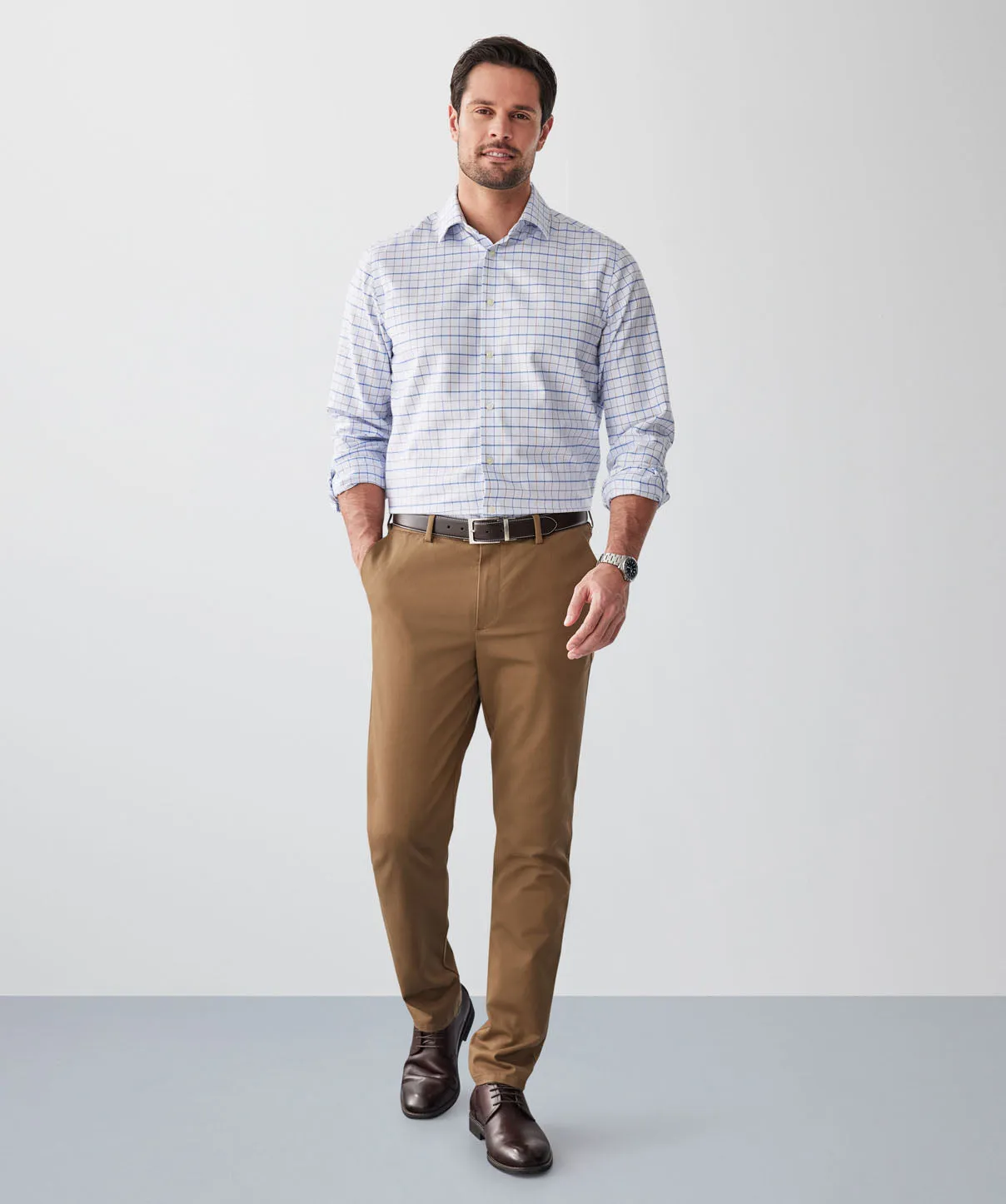 Non-Iron Dobby Check Long Sleeve Shirt - Sky Blue sold by GAZMAN product image thumbnail 4