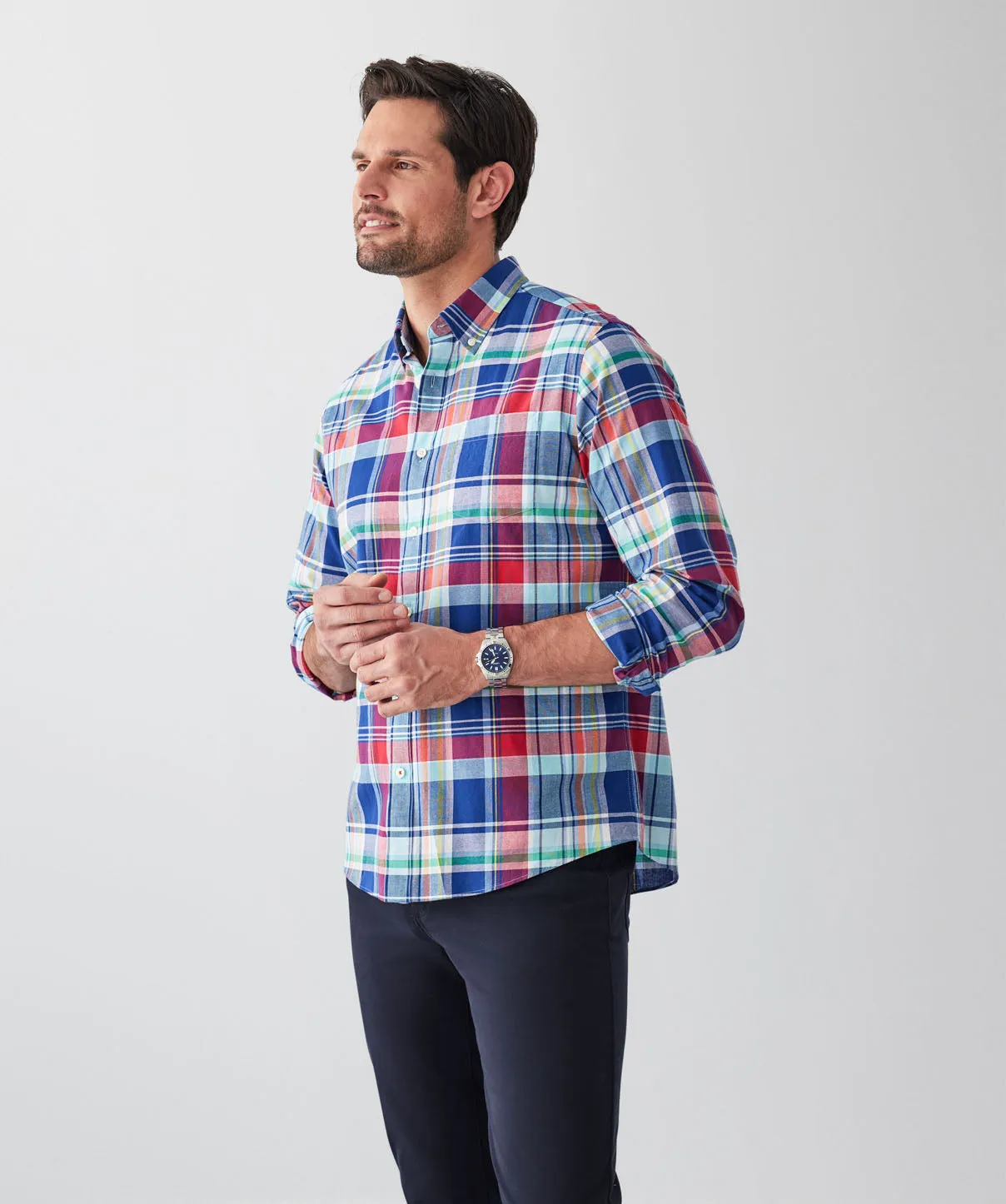 Casual Multi Check Long Sleeve Shirt - Multi sold by GAZMAN product image thumbnail 5