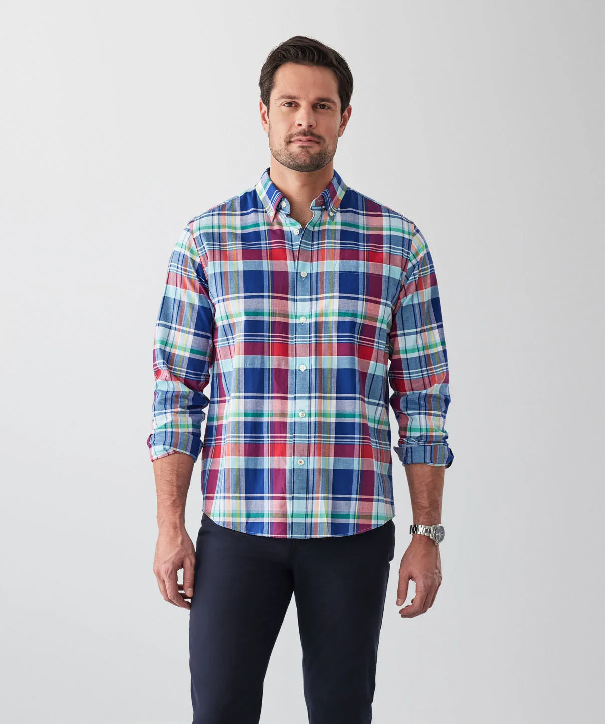 Casual Multi Check Long Sleeve Shirt - Multi sold by GAZMAN