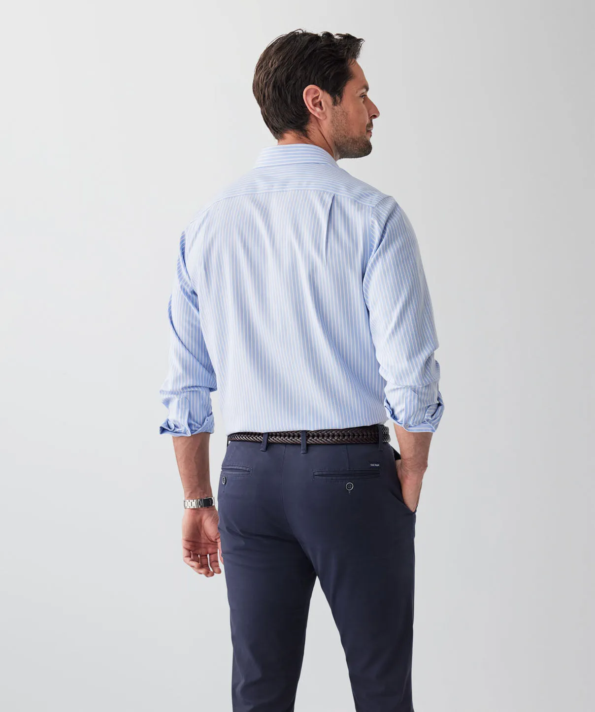 Non-Iron Dobby Stripe Long Sleeve Shirt - Blue sold by GAZMAN product image thumbnail 2