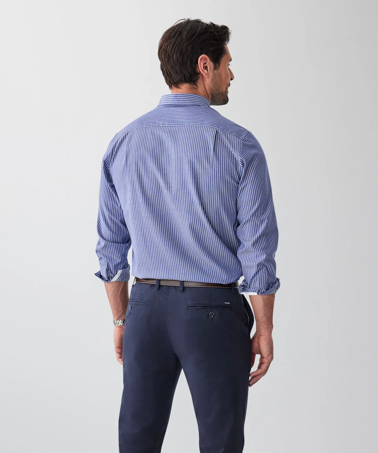 Easy Care Twill Stripe Long Sleeve Shirt - Indigo sold by GAZMAN product image thumbnail 2