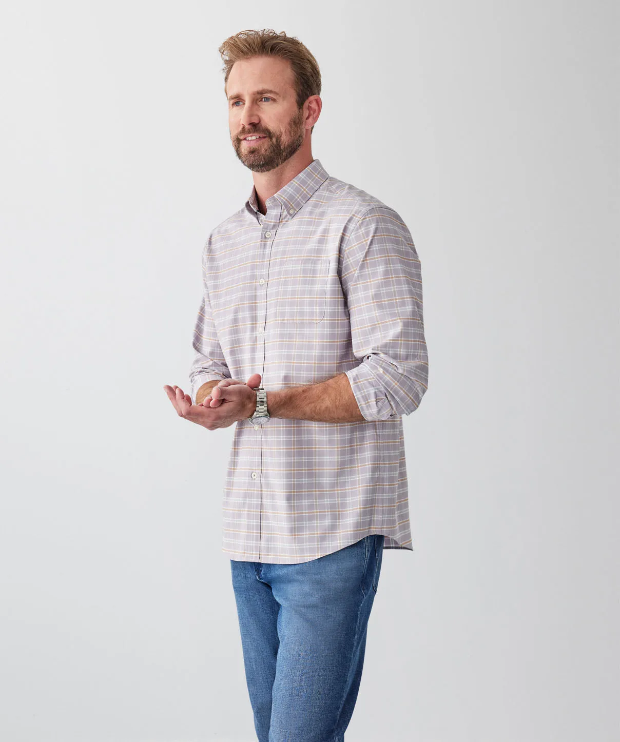 GAZFLEX Performance Twill Multi Check Long Sleeve Shirt - Grey sold by GAZMAN product image thumbnail 5