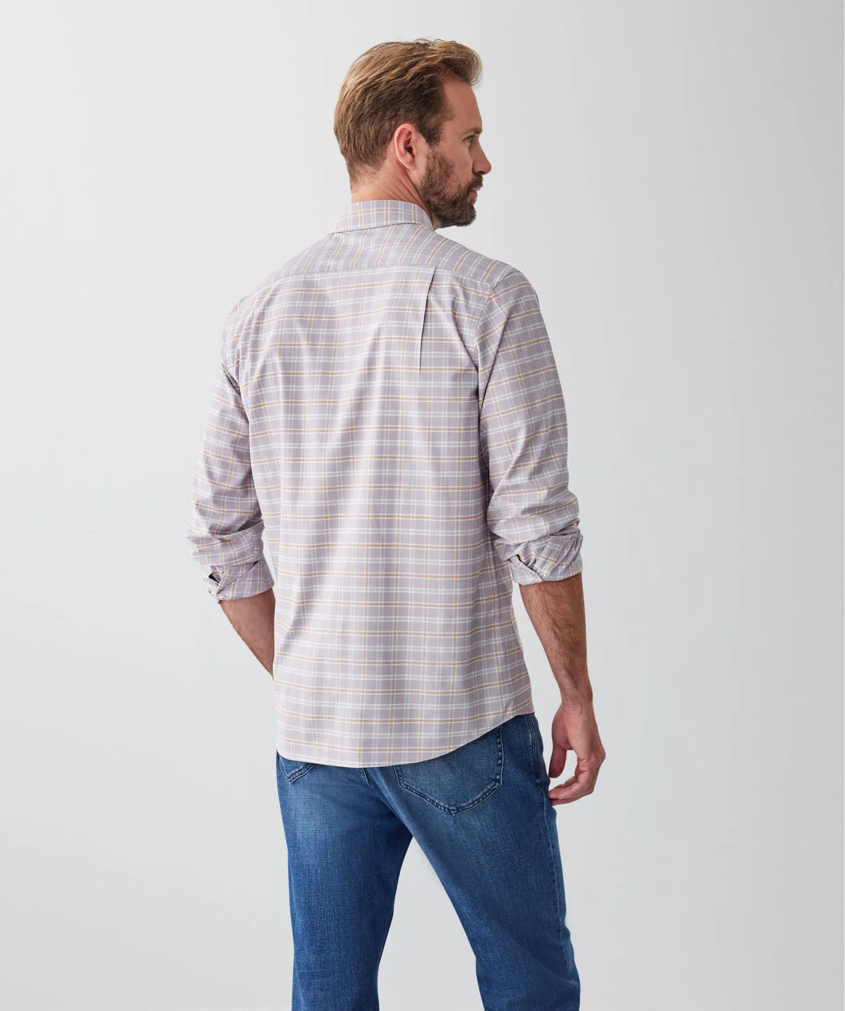 GAZFLEX Performance Twill Multi Check Long Sleeve Shirt - Grey sold by GAZMAN product image thumbnail 2