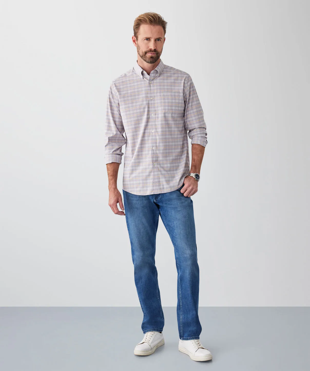 GAZFLEX Performance Twill Multi Check Long Sleeve Shirt - Grey sold by GAZMAN product image thumbnail 4