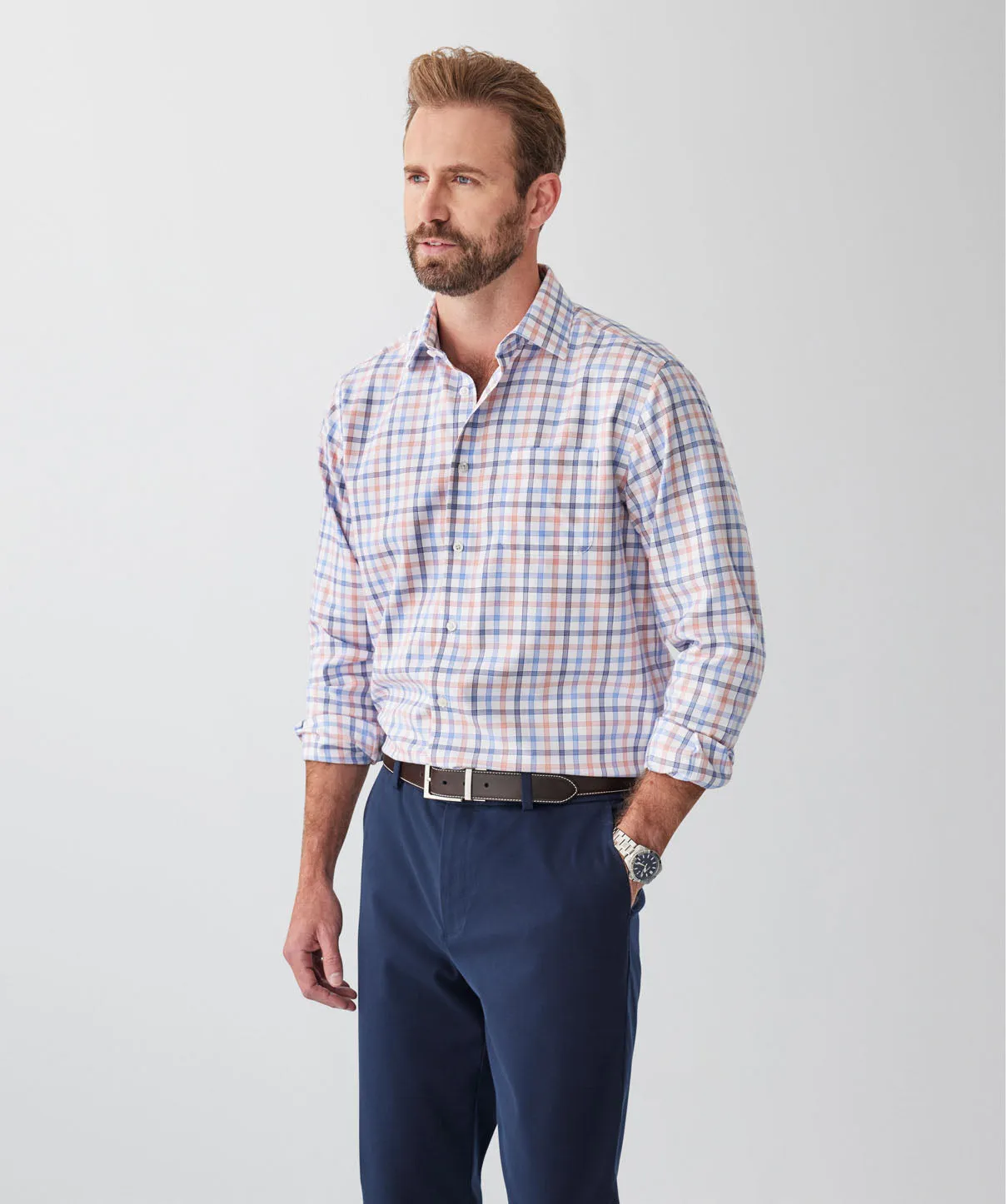 Non-Iron Dobby Twill Check Long Sleeve Shirt - Multi Check sold by GAZMAN product image thumbnail 5