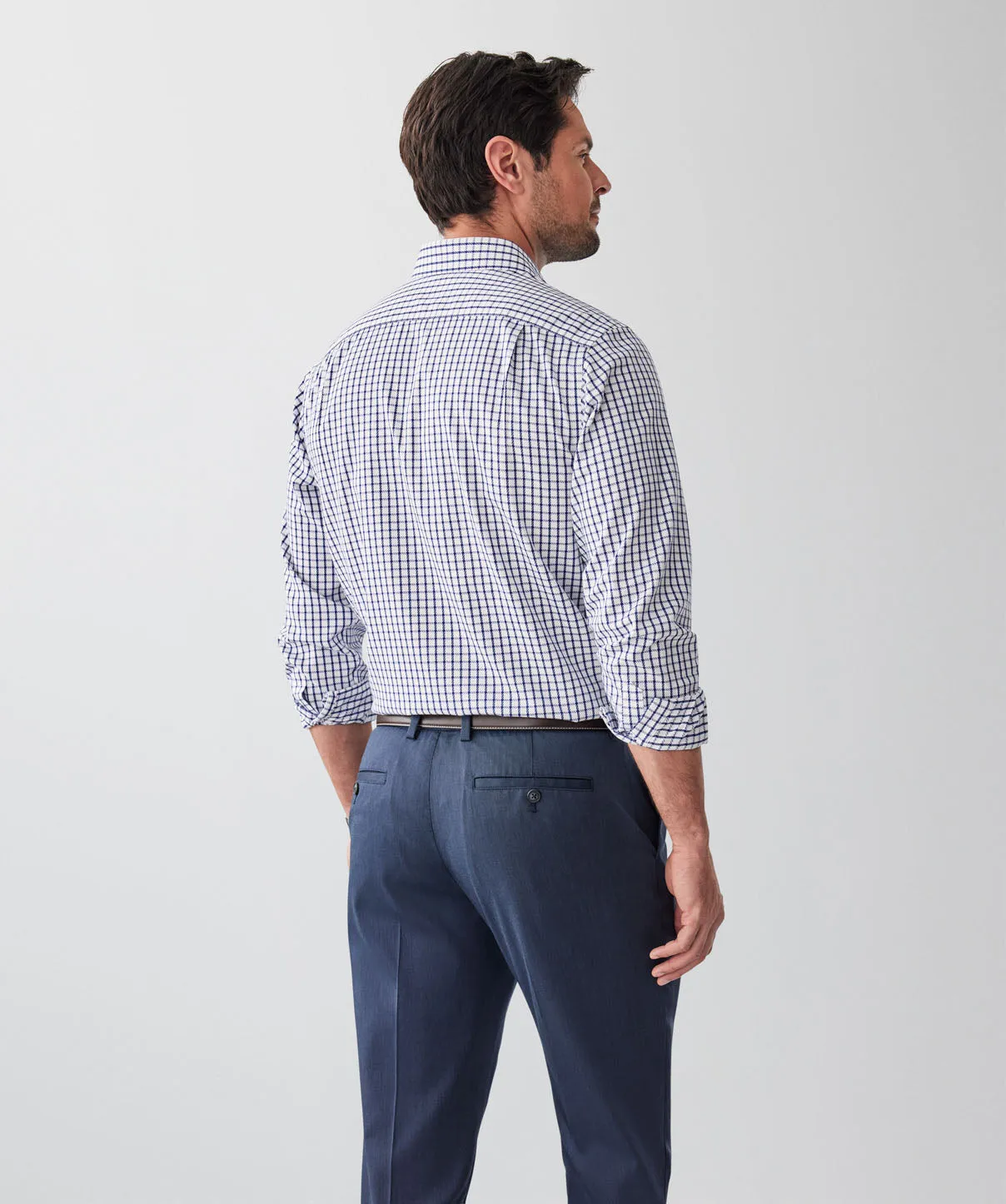 Non-Iron Twill Check Long Sleeve Shirt - White sold by GAZMAN product image thumbnail 2