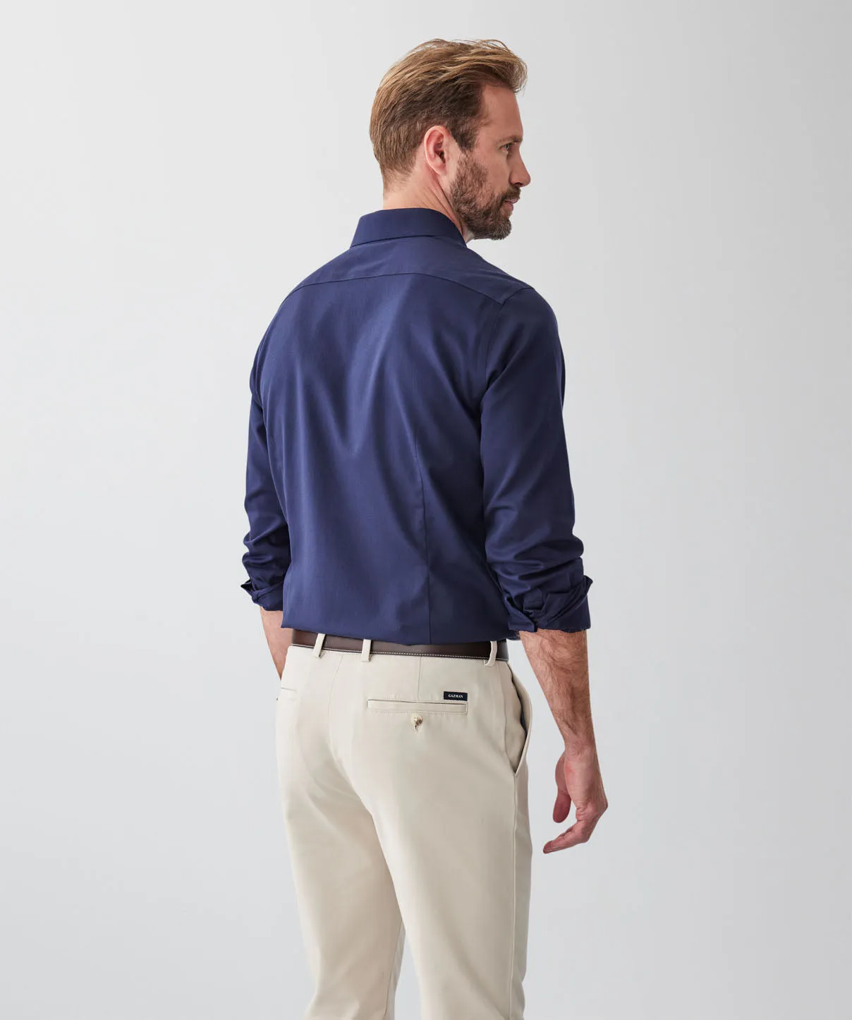 Tailored Non-Iron Dobby Long Sleeve Shirt - Navy sold by GAZMAN product image thumbnail 2