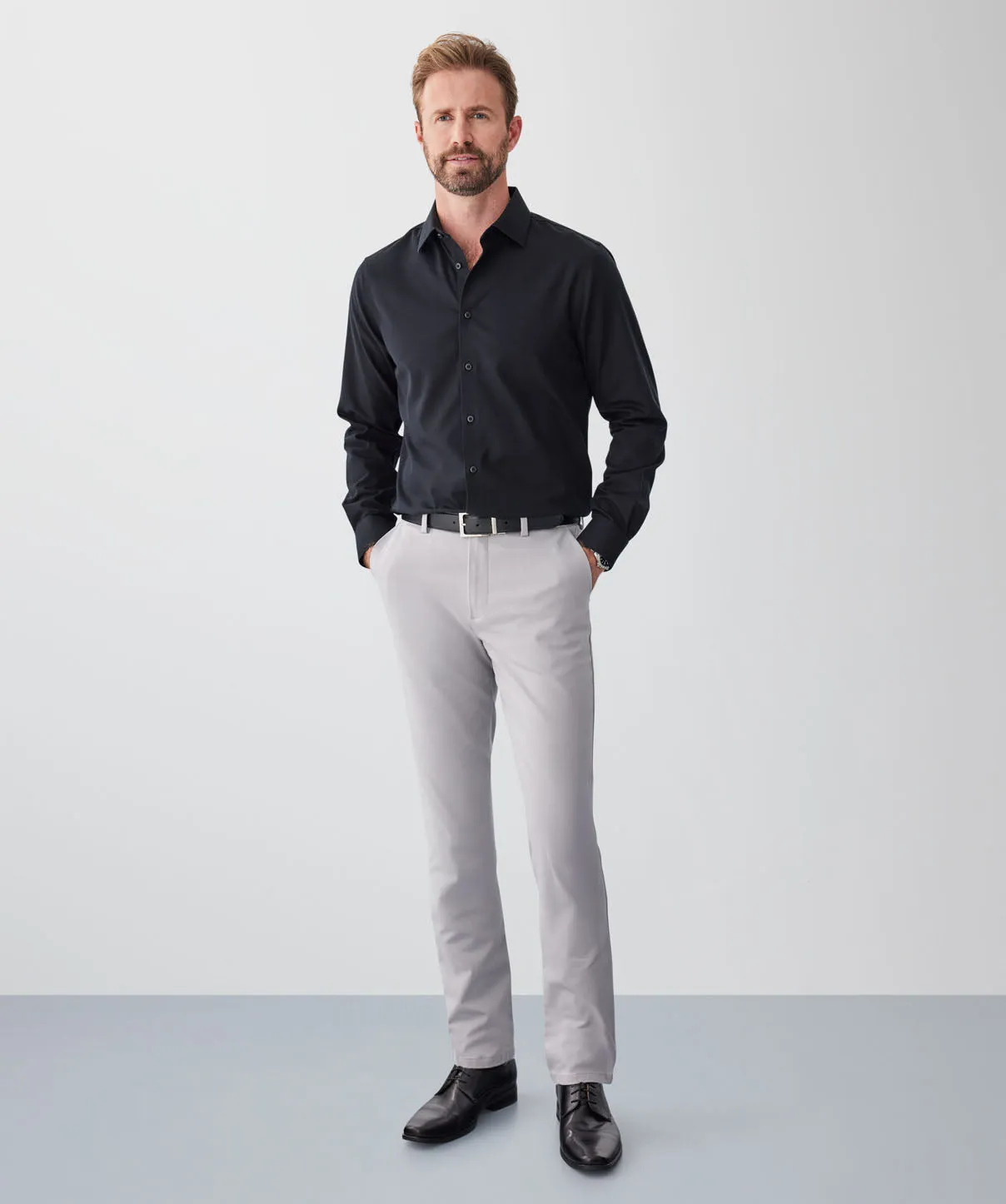 Tailored Non-Iron Dobby Long Sleeve Shirt - Black sold by GAZMAN product image thumbnail 4