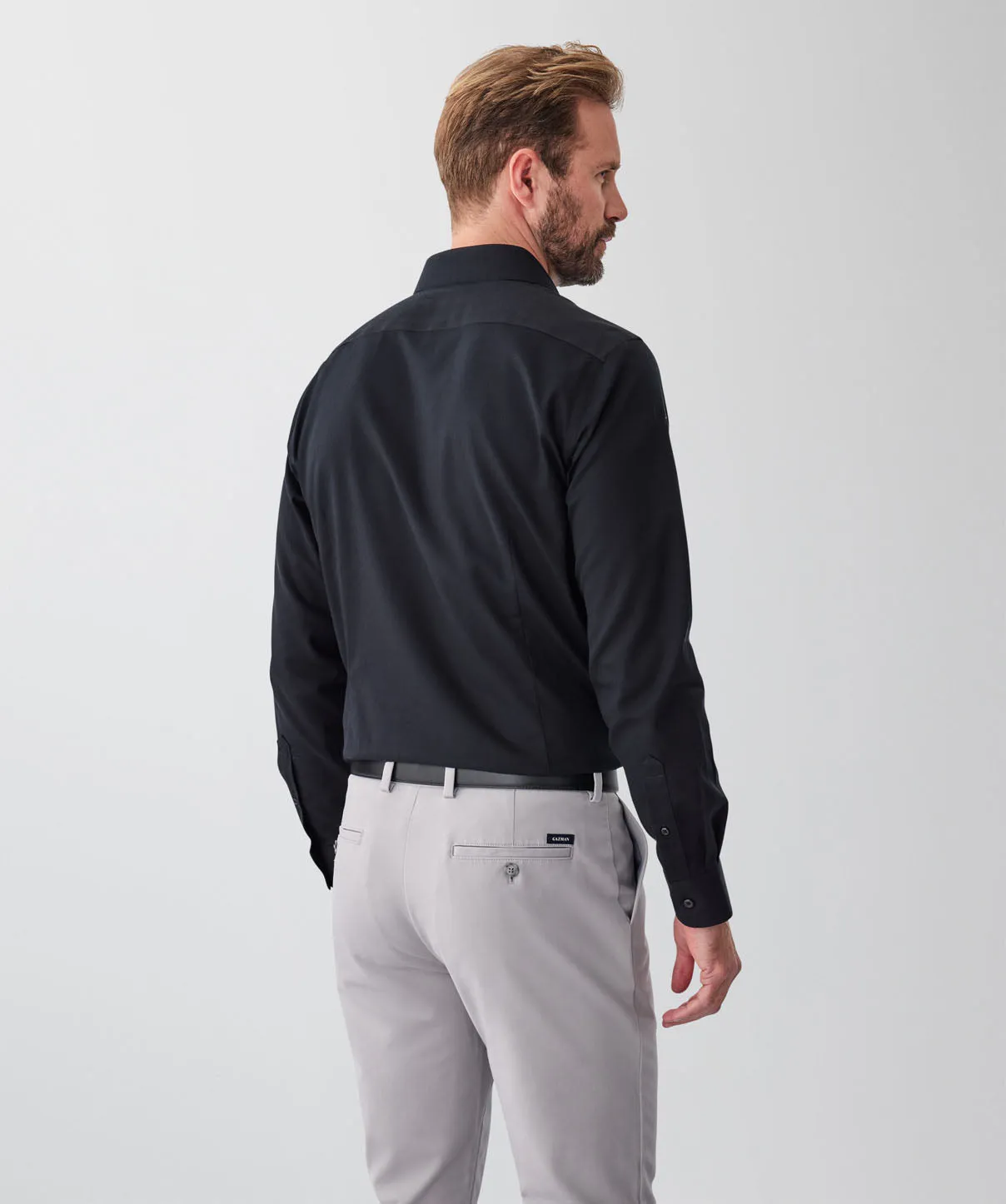 Tailored Non-Iron Dobby Long Sleeve Shirt - Black sold by GAZMAN product image thumbnail 2