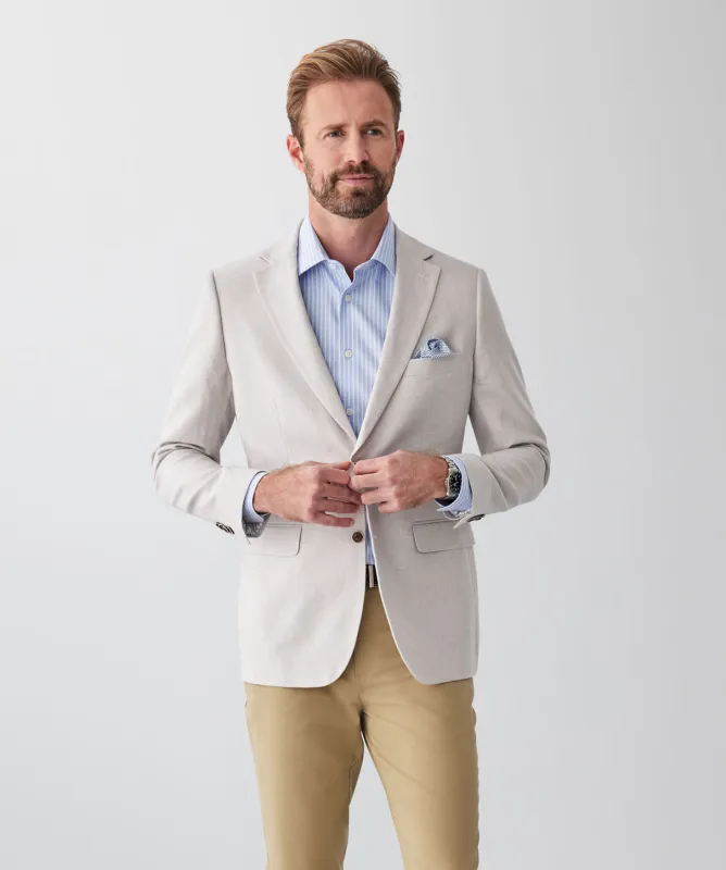 Tailored Fit Linen Blend Sports Jacket - Bone sold by GAZMAN