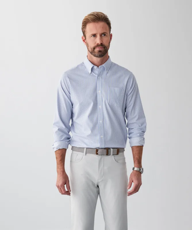 Tailored Fit GAZFLEX Performance Dobby Stripe Long Sleeve Shirt - Sky Blue sold by GAZMAN